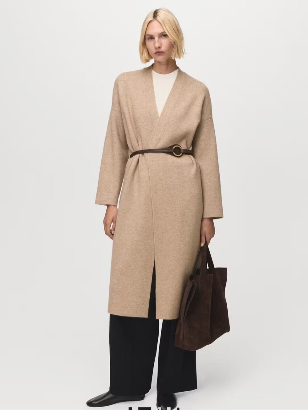 Mango Long Sweater Coat Size XS